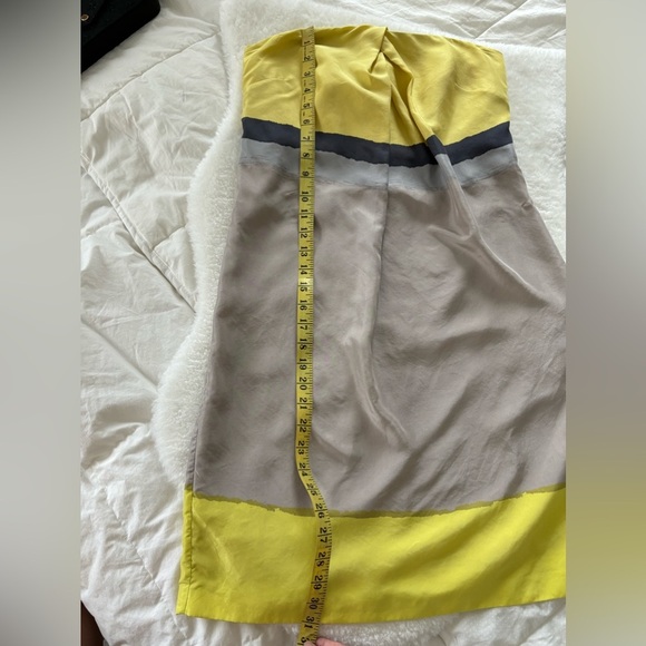 Reiss Strapless Silk Dress in Yellow and Gray Sz 6 - Picture 8 of 15